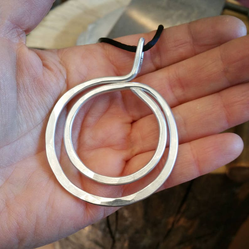 Big Bold Double Hoop Pendant, Large Statement Necklace, Light Weight Aluminum Circles Necklace Big Pendant Gift for Her Women image 5