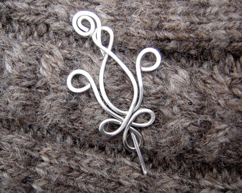 Fleur De Lis Sterling Silver Shawl Pin, Scarf Pin, Sweater Clip Closure, Brooch, Women, Knitting Accessory, Mardi Gras, New Orleans Jewelry image 5