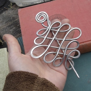 Large Looping Celtic Crossed Knots Aluminum Hair Pin, Hair Barrette, Hair Slide, Hair Clip, Shawl Pin, Long Hair Accessories, Celtic Knot image 5