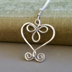 Celtic Heart Pendant, Sterling Silver Wire, Valentine's Day Gift for Her Celtic Necklace, Silver Heart Jewelry, Silver Heart Necklace, Wife image 9