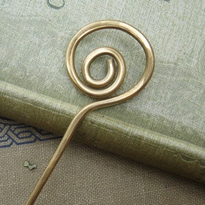 Brass Open Spiral Hair Stick, Metal Shawl Stick, Shawl Pin, Stick Pin, Hair Pin, Bun Holder, Long Hair Pick Beauty Gift, Knitting Women image 2