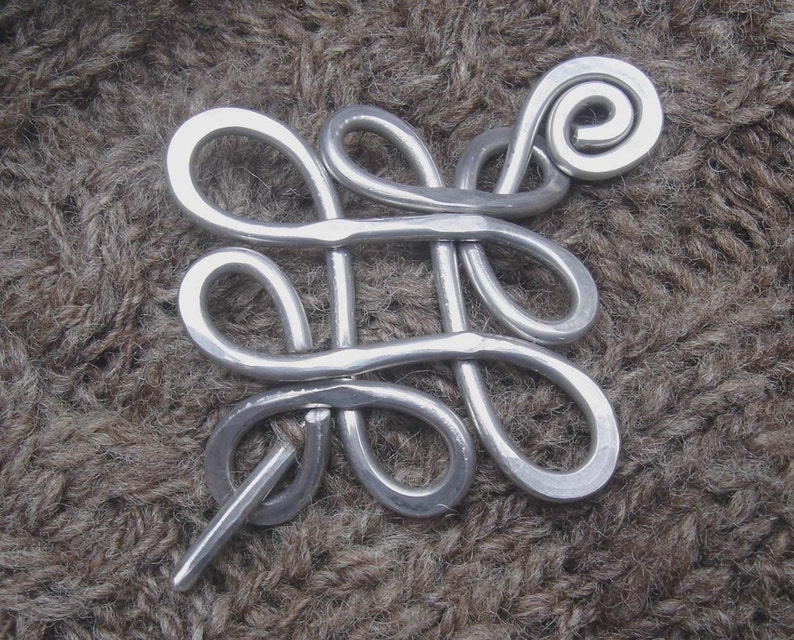 Celtic Shawl Pin, Looping Celtic Knots Scarf Pin, Sweater Brooch, Hair Pin, Aluminum Hair Slide, Gifts for Knitters Knitting Accessories image 2