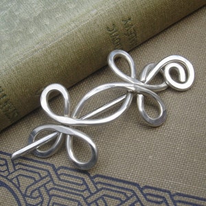 Celtic Double Crossed Loops Sterling Silver Shawl Pin, Silver Scarf Pin, Sweater Brooch, Fastener, Closure Celtic Accessory, Knitting, Women