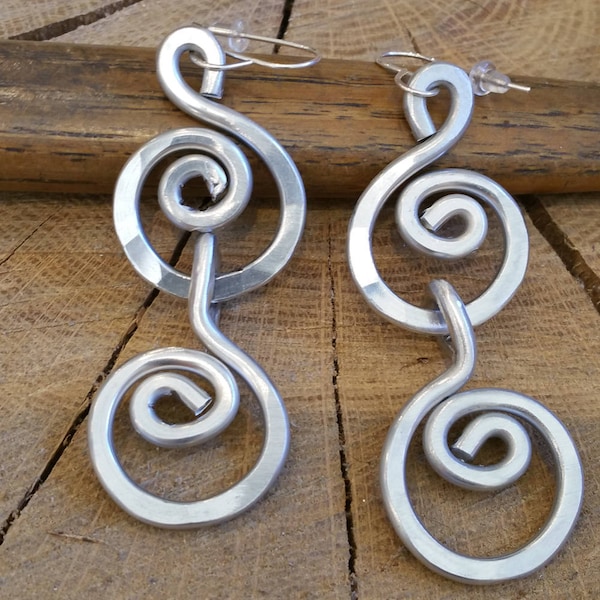 Swinging Swirl Big Aluminum Dangle Earrings