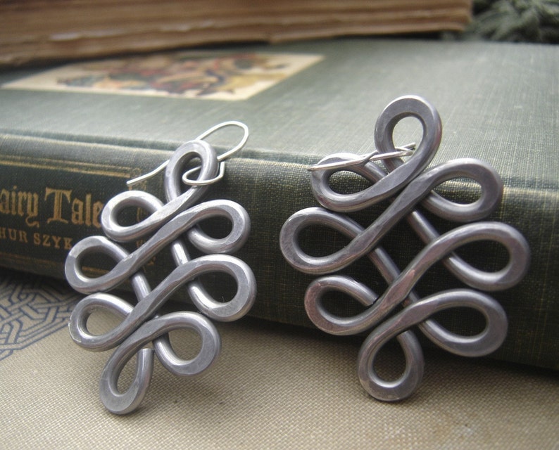 Big Celtic Knot Earrings, Aluminum Looping Crossed Knots, Large Unique Big Earrings, Celtic Jewelry, Dangle, Women, Boho, Statement Jewelry image 3