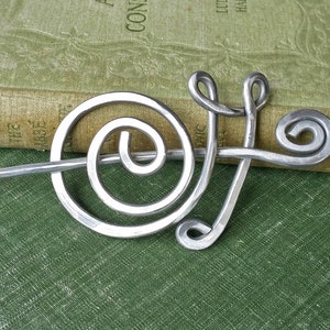 Snail Shawl Pin, Scarf Pin, Sweater Brooch, Wrap Fastener, Aluminum Closure, Hair Pin, Hair Slide, Knitting Accessories Snail Jewelry