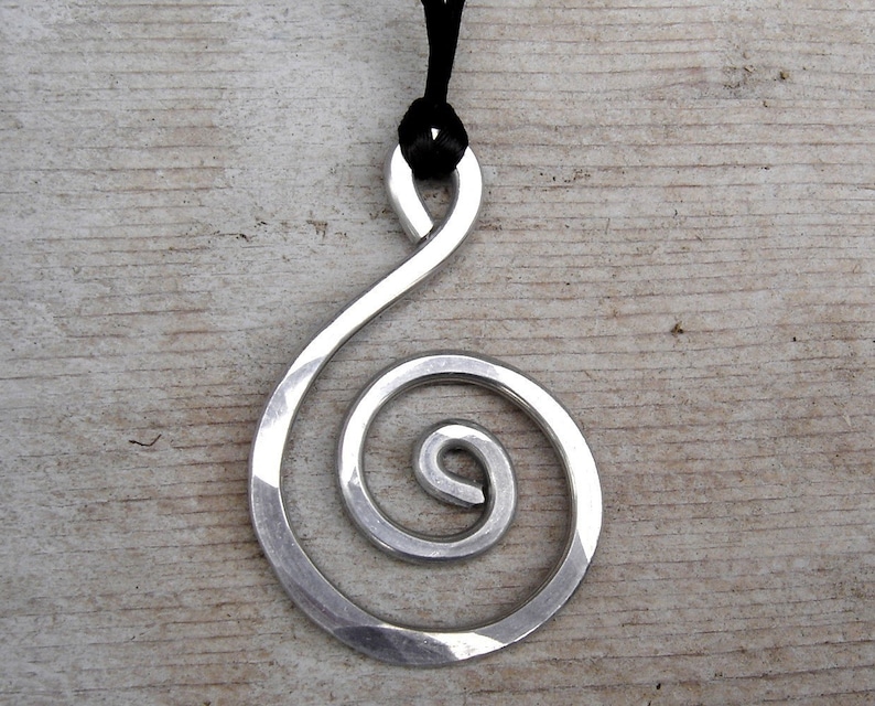 Big Spiral Pendant Necklace, Spiral Necklace Light Weight Aluminum Jewelry, Metal Big Necklace, Statement Necklace, Women, Boho Jewelry image 3