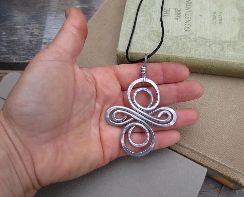 Big Aluminum Celtic Knot Infinity Swirl Cross Pendant, Large Celtic Cross Necklace, Celtic Cross Jewelry, Unisex Confirmation Gift image 3