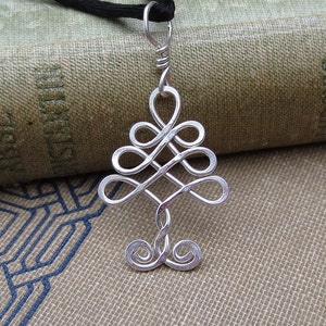 Little Celtic Tree Pendant, Silver Tree of Life Wire Necklace, Christmas Gift Celtic Jewelry, Tree Necklace, Christmas Tree Irish Gift image 3