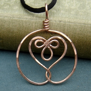 Celtic Embraced Heart Copper Pendant Celtic Necklace, Celtic Heart Necklace Copper Jewelry Copper Necklace Gift for Her Copper Heart Jewelry image 1