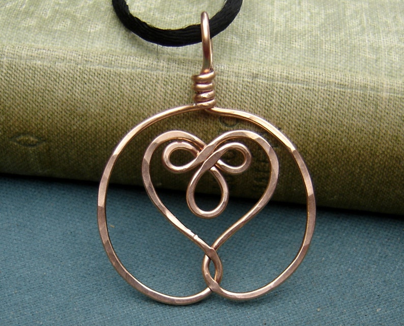 Celtic Embraced Heart Copper Pendant Celtic Necklace, Celtic Heart Necklace Copper Jewelry Copper Necklace Gift for Her Copper Heart Jewelry image 1