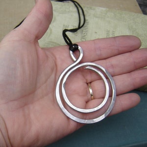 Big Bold Double Hoop Pendant, Large Statement Necklace, Light Weight Aluminum Circles Necklace Big Pendant Gift for Her Women image 3