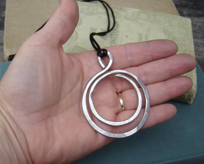 Big Bold Double Hoop Pendant, Large Statement Necklace, Light Weight Aluminum Circles Necklace Big Pendant Gift for Her Women image 3