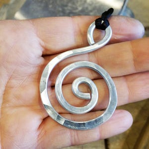 Big Spiral Pendant Necklace, Spiral Necklace Light Weight Aluminum Jewelry, Metal Big Necklace, Statement Necklace, Women, Boho Jewelry image 2