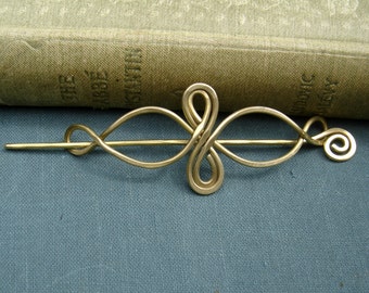 Little Brass Celtic Infinity Loops Shawl Pin, Scarf Pin, Sweater Brooch,Fastener, Closure - Celtic Knot Knitting Accessory - Lace Shawl Pin