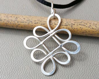 Celtic Knot Pendant, Looping Crossed Celtic Knot Necklace Sterling Silver Celtic Necklace, Celtic Jewelry Gift for Women, Irish Jewelry