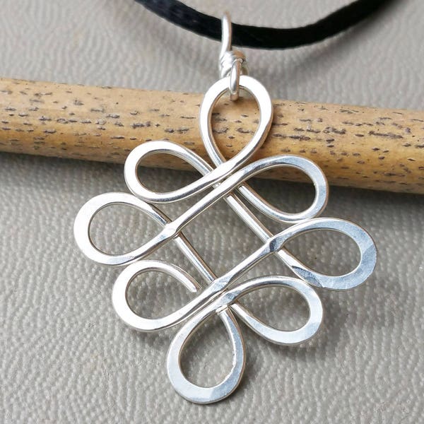 Celtic Knot Pendant, Looping Crossed Celtic Knot Necklace Sterling Silver Celtic Necklace, Celtic Jewelry Gift for Women, Irish Jewelry