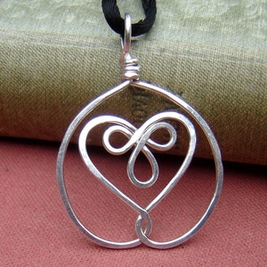 Celtic Embraced Heart Sterling Silver Pendant, Anniversary Gift Silver Heart Necklace, Irish Gift for Women Silver Celtic Knot Jewelry