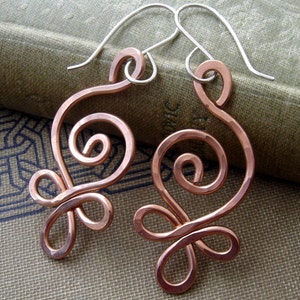 Celtic Budding Spiral Copper Earrings, Copper Celtic Gift for Women, Celtic Jewelry, Copper Jewelry, Irish Gift