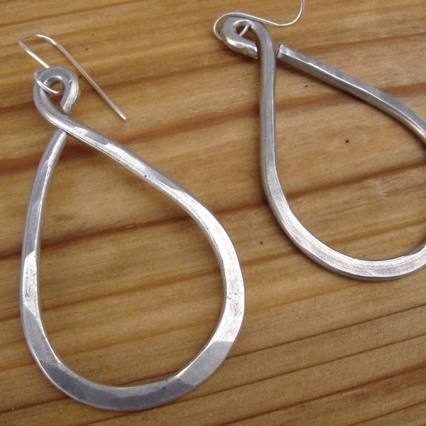 RESERVED FOR lenore Baum - 1 small single Big Bold Long Infinite Loop Aluminum Earrings -Teardrop