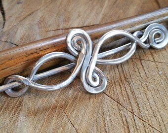 Celtic Infinity Loops Aluminum Shawl Pin, Hair Pin, Hair Slide, Barrette, Scarf Pin, Sweater Clip Brooch - Celtic Knot Long Hair Accessories