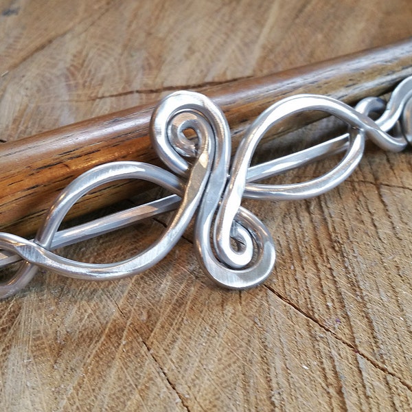 Celtic Shawl Pin, Infinity Loops Aluminum Hair Pin, Hair Slide Barrette, Scarf Pin, Sweater Clip Brooch - Celtic Knot Long Hair Accessories