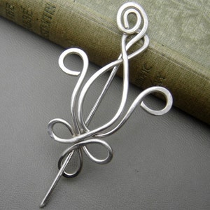 Fleur De Lis Sterling Silver Shawl Pin, Scarf Pin, Sweater Clip Closure, Brooch, Women, Knitting Accessory, Mardi Gras, New Orleans Jewelry image 2