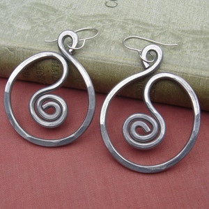 Very Big Spiral in Circle Hoop Earrings Light Weight Aluminum Jewelry, Big Hoops, Large Hoops Gift for Women Big Earrings Statement Earrings image 3