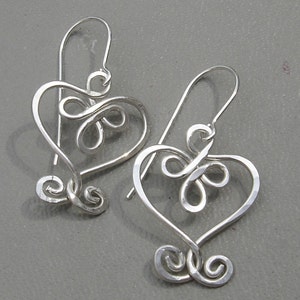 Celtic Hearts and Swirls Silver Earrings, Valentine's Day Gift, Celtic Heart Earrings, Celtic Jewelry, Women Christmas Gift for Her Dangle image 4