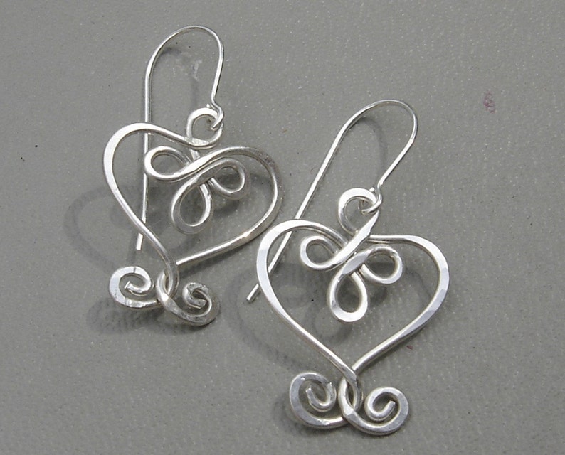 Celtic Hearts and Swirls Silver Earrings, Valentine's Day Gift, Celtic Heart Earrings, Celtic Jewelry, Women Christmas Gift for Her Dangle image 4