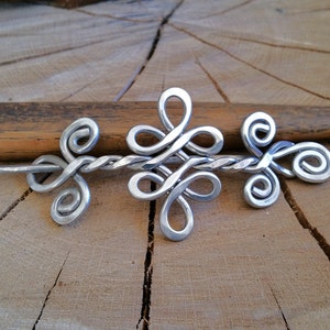 Celtic Knot Double Swirls and Curls Aluminum Shawl Pin, Hair Pin, Celtic Hair Slide, Hair Barrette, Sweater Clip, Knitters Gift for Women image 5