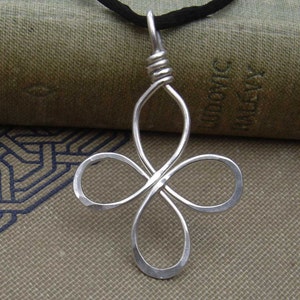 Celtic Cross Pendant, Silver Four Leaf Clover Necklace, St. Patrick's Day Gift Necklace, Celtic Knot Jewelry, Irish Gift image 1