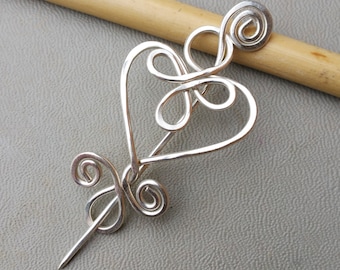 Little Celtic Heart Sterling Silver Shawl Pin, Scarf Pin, Silver Brooch, Cardigan Closure, Valentine's Day Gift for Women, Knitters Jewelry