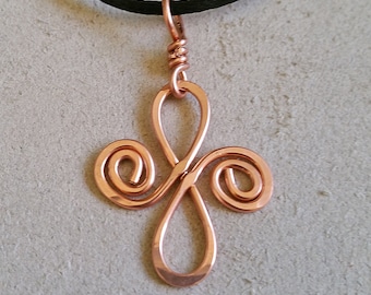 Celtic Infinity Spirals Copper Pendant Necklace, Celtic Jewelry