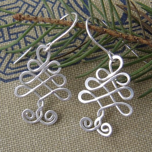 Celtic Tree Sterling Silver Wire Earrings, Christmas Tree Earrings, Christmas Gift, Women, Holiday Tree of Life, Celtic Knot, Celtic Jewelry