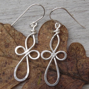 Loopy Celtic Cross Earrings, Sterling Silver Wire Cross Jewelry, Celtic Earrings, Celtic Jewelry Confirmation Gift, Communion Gift, Women