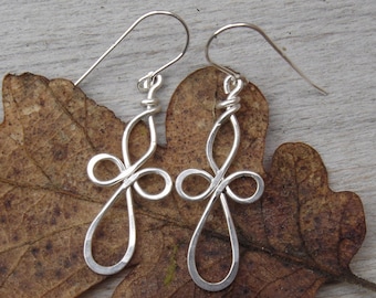 Loopy Celtic Cross Earrings, Sterling Silver Wire Cross Jewelry, Celtic Earrings, Celtic Jewelry Confirmation Gift, Communion Gift, Women