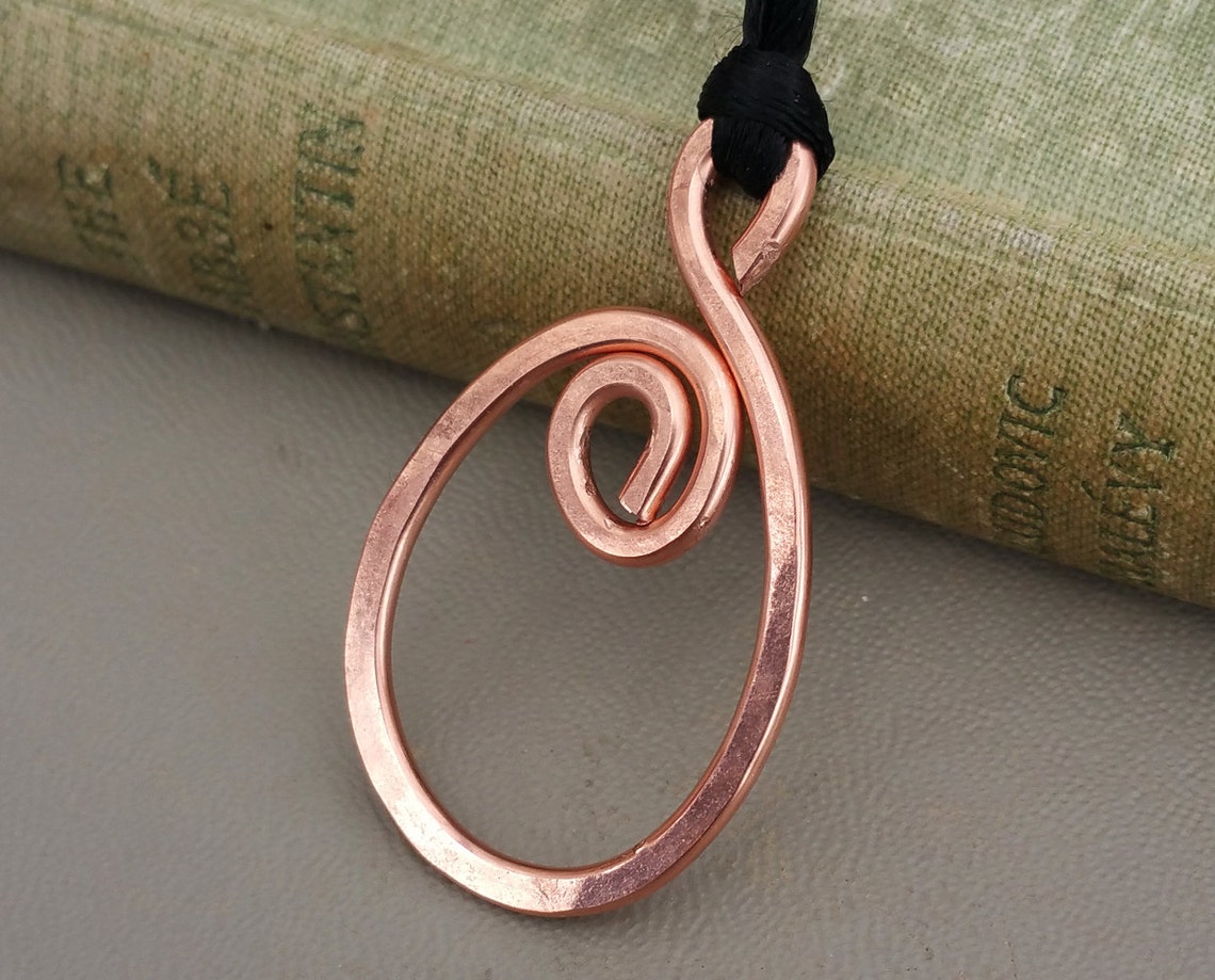 Oval Spiral Copper Pendant Copper Necklace Copper Jewelry Etsy