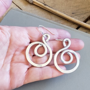 Swirl Hoop Earrings, Light Weight Aluminum Jewelry, Hoops Dangle Earrings, Everyday Earrings Gift for Her image 2