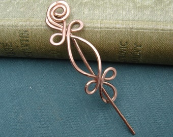 Little Celtic Double Crossed Loops Copper Shawl Pin, Scarf Pin, Sweater Brooch - Celtic Pin - Celtic Accessory - Lace Shawl Pin Accessories