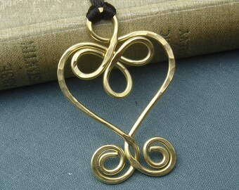 Celtic Heart Brass Necklace, Heart Pendant, Celtic Jewelry, Heart Necklace, Celtic Knot Gift for Her Heart Jewelry Women, Mom