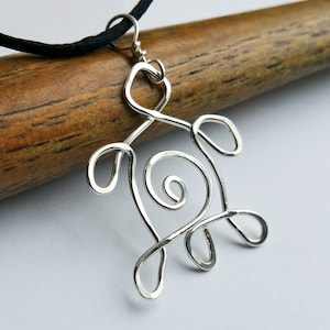 Spiral Turtle Pendant Necklace, Sterling Silver Wire Turtle Jewelry, Tortoise, Spirit Animal Jewelry, Sea Turtle