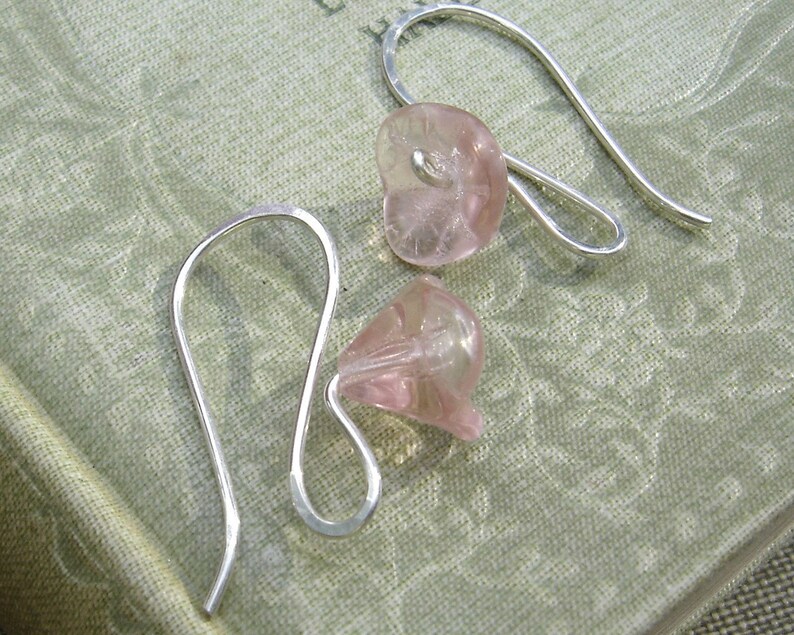 Pink Glass Flower Earrings Long Stem Pastel Pink Flower Etsy