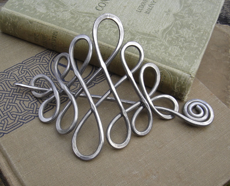 Large Looping Celtic Crossed Knots Aluminum Hair Pin, Hair Barrette, Hair Slide, Hair Clip, Shawl Pin, Long Hair Accessories, Celtic Knot image 1