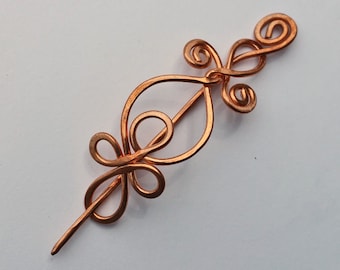 Little Celtic Loops and Spirals Copper Shawl Pin, Scarf Pin, Sweater Brooch Closure Pin, Knitting, Knitters Gift, Celtic Accessories, Women