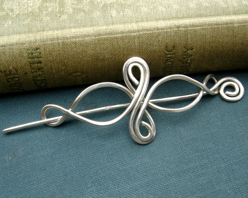 Little Celtic Infinity Loops Sterling Silver Shawl Pin, Scarf Pin, Brooch, Sweater Clip Lace Shawl Pin, Knitting Celtic Jewelry Accessories image 4