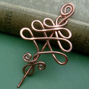 Little Celtic Tree Copper Shawl Pin, Scarf Pin, Brooch for Sweater, Christmas Tree Pin,  Gift for Knitters