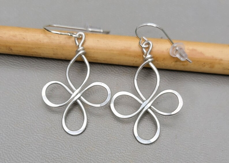 Celtic Cross Earrings, Celtic Knot Four Leaf Clover Earrings Celtic Cross Jewelry, Silver Celtic Jewelry, Gift for Her, Women, Irish image 1