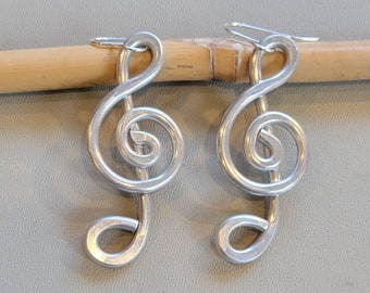 Big Aluminum Treble Clef Earrings, Music Note Earrings, Music Jewelry, Gift for Her Music Earrings, Women Musician Gift - Music Teacher