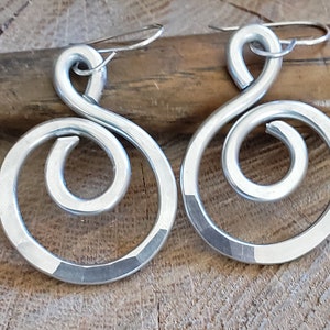 Swirl Hoop Earrings, Light Weight Aluminum Jewelry, Hoops Dangle Earrings, Everyday Earrings Gift for Her image 3